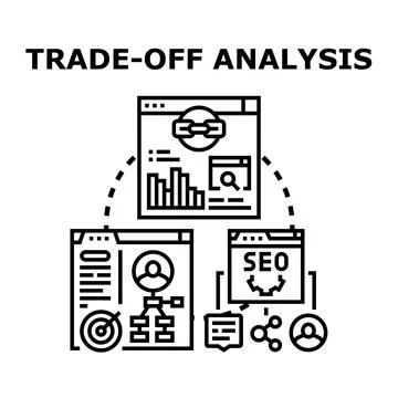 Trade off analysis evaluating business strategy and digital optimization Stock Illustration