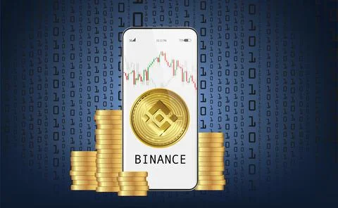 Trade Binance cryptocurrency, BNB on mobile devices with Cryptocurrency syste Stock Illustration