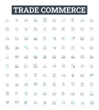 Trade commerce vector line icons set. Commerce, Trading, Export, Import Ilustração Stock