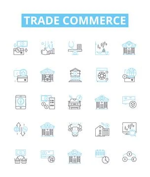 Trade commerce vector line icons set. Commerce, Trading, Export, Import Ilustração Stock