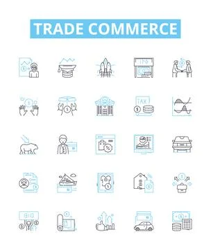 Trade commerce vector line icons set. Commerce, Trading, Export, Import Ilustração Stock