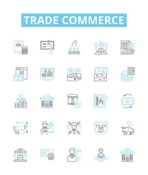 Trade commerce vector line icons set. Commerce, Trading, Export, Import Ilustração Stock