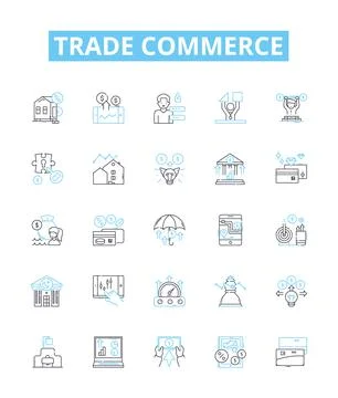 Trade commerce vector line icons set. Commerce, Trading, Export, Import Ilustração Stock