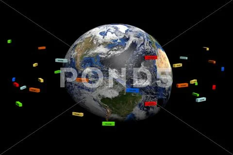 Trade containers around earth illustration Stock Illustration