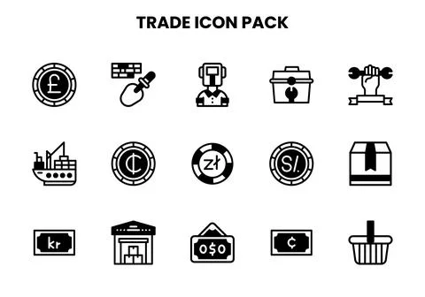 Trade DuoTone Vector Icons Pack Stock Illustration