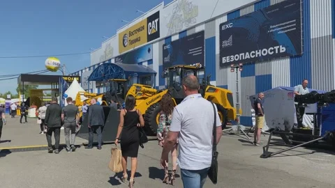 Trade Fair for Coal Mining Technology, Preparation and Materials. Bulldozer. Stock Footage 155802551