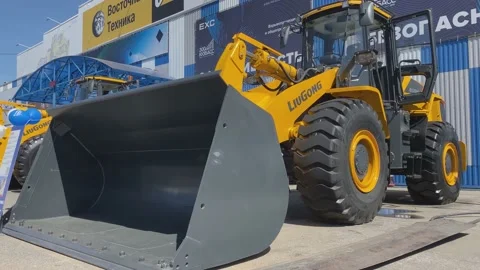 Trade Fair for Coal Mining Technology, Preparation and Materials. Bulldozer. Stock Footage 155802562