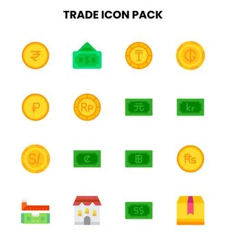 Trade Flat Design Icons Pack Stock Illustration