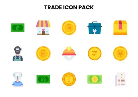 Trade Flat Icons Pack 스톡 일러스트