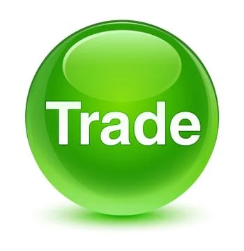 Trade glassy green round button Stock Illustration