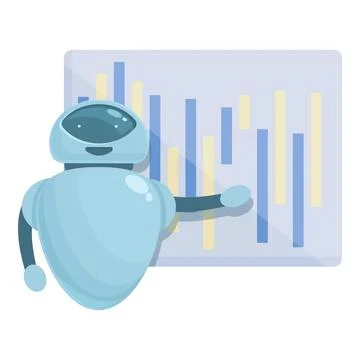 Trade graph bot icon cartoon vector. Money education Stock Illustration