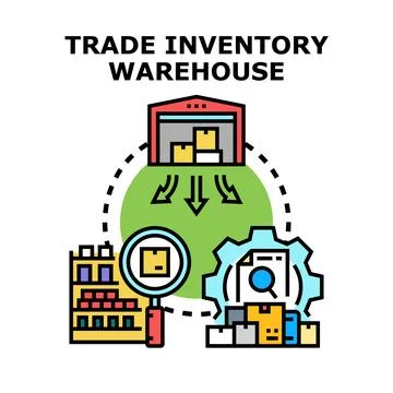 Trade inventory warehouse logistics operation optimizing merchandise manageme Stock Illustration