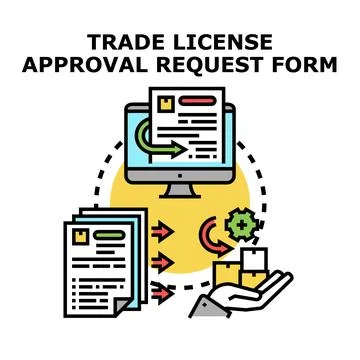 Trade license approval request form concept Stock Illustration