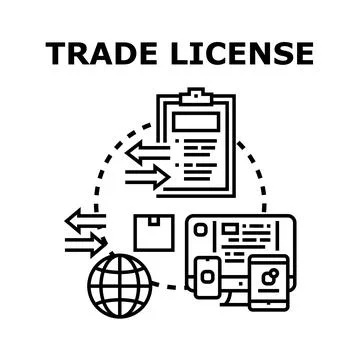 Trade license document managing global online business Stock Illustration