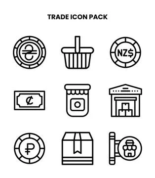 Trade Line Vector Icons Pack Stock Illustration