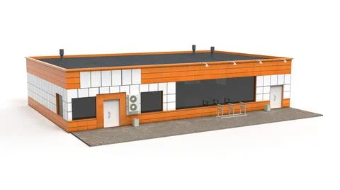 Trade pavilion render on a white background. 3D rendering Stock Illustration