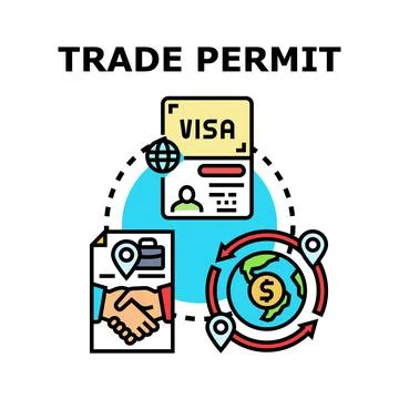Trade permit concept for global business agreement Stock Illustration