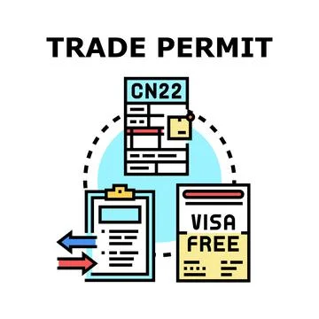 Trade permit documents for international customs clearance Stock Illustration