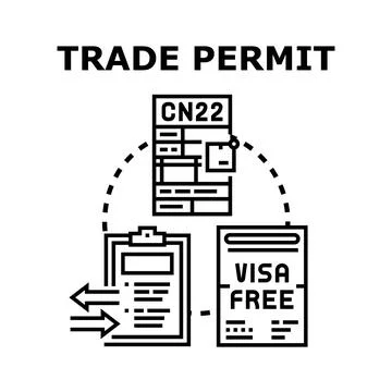 Trade permit documents for international customs clearance Stock Illustration