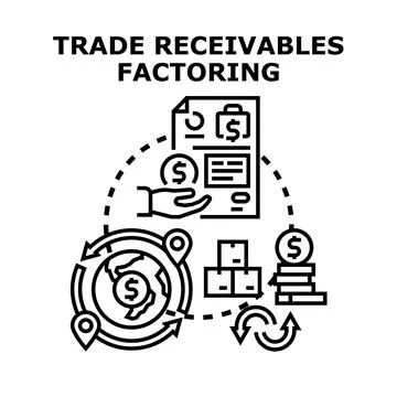 Trade receivables factoring process illustrating financial transaction Stock Illustration