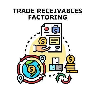 Trade receivables factoring process illustrating financial transaction Stock Illustration