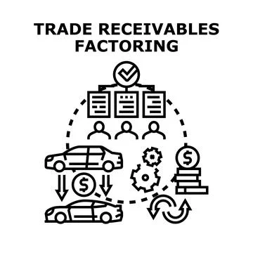Trade receivables factoring process illustrating financial management Stock Illustration