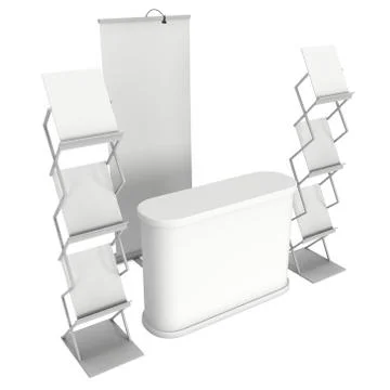 Trade show booth and magazine rack Stock Illustration