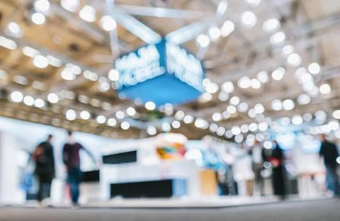Trade show booth, generic background with a blur effect applied Foto stock