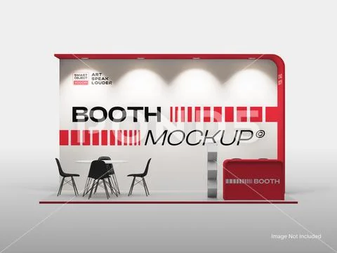 Trade Show Exhibition Booth Mockup 3D Rendering Display PSD Template