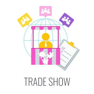 Trade Show Icon. Flat vector cartoon illustration. Stock Illustration