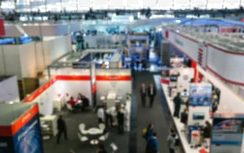 Trade show view, generic background, intentionally blurred post production Фото