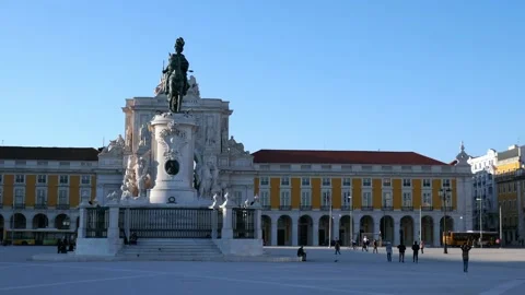 Trade Square, Praca do Comercio in Lisbon, Portugal Stock Footage 152104737