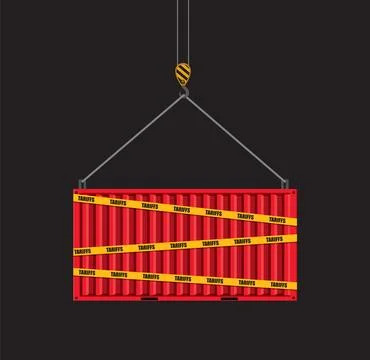 Trade Tariffs and Shipping Container Illustration Illustration
