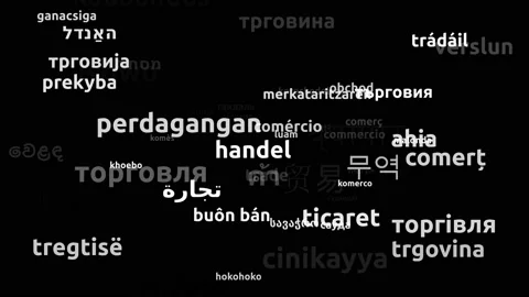 Trade Translated in 62 Worldwide Languages Endless Looping 3d Zooming Wordclo Video stock 145200603