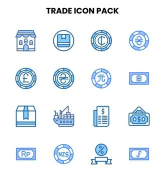 Trade Two Colour Graphics Icons Pack Illustrazione stock