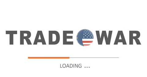 Trade war between the USA and European Union. Progress or loading bar. Text with Video stock 316199295