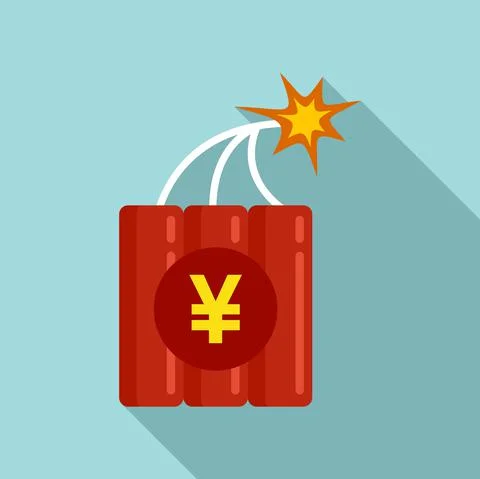 Trade war dynamite icon, flat style Stock Illustration