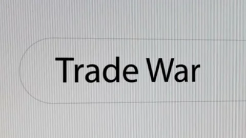 Trade war searching or typing on internet web search browser Stock Footage 167303813