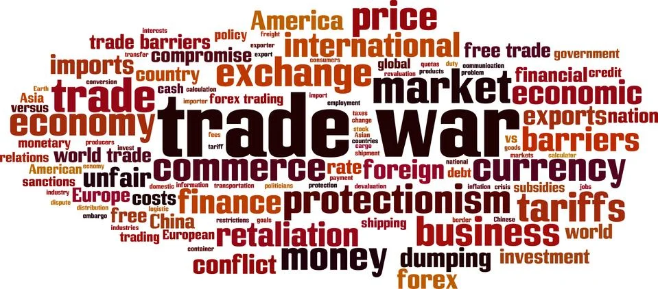 Trade war word cloud Stock Illustration