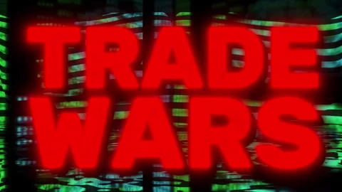 Trade Wars Text and Wavy Animated Background with US Currency Stock Footage 311015588