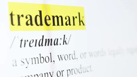 Trademark Text Macro Shot Highlighted in Yellow Color On Computer Screen Stock Footage 123224526