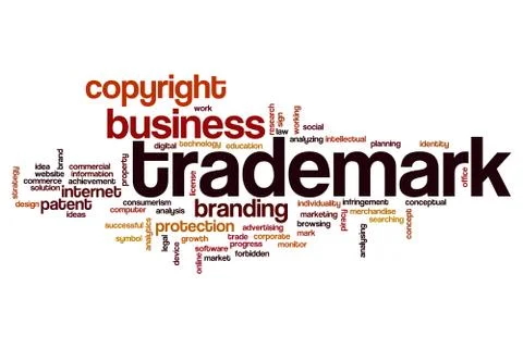 Trademark word cloud concept Illustrazione stock