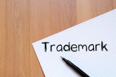 Trademark write on notebook Stock Photos