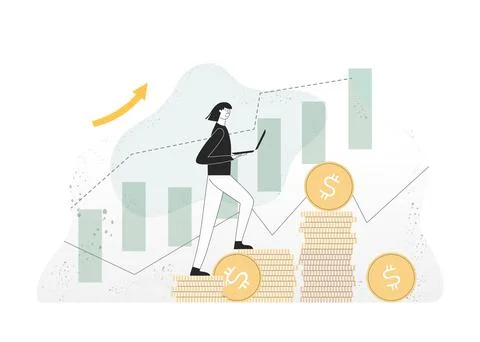 Trader analyzes data. Financial analysis studying infographics. Online trading Stock Illustration