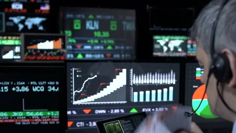 Trader and stocks data on-line Stock Footage 199636104