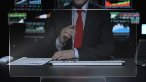 Trader with digital screen Stock Footage 200136991