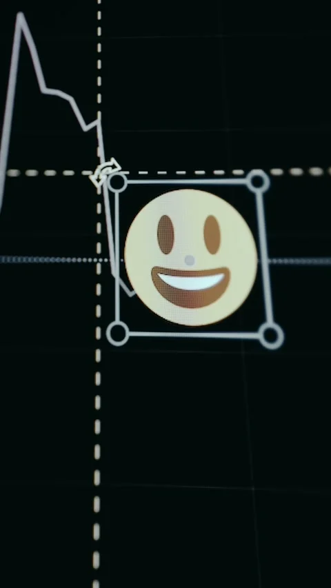 Trader inserts the Happy face emoji within Step Line stock market chart Stock Footage 329767237