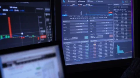 Trader Looking at Financial Charts Stock Footage 84205408