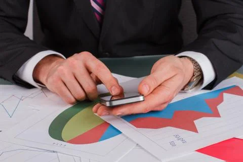 Trader man working with documents. Stock Photos