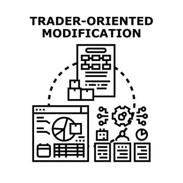Trader oriented modification process analyzing financial data Stock Illustration